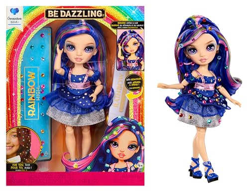Rainbow High Be Dazzling – Genevieve Bleue – Blaue 28 cm Modepuppe mit Verzierungswerkzeug, Funkelnden Schmucksteinen und Styling-Accessoires