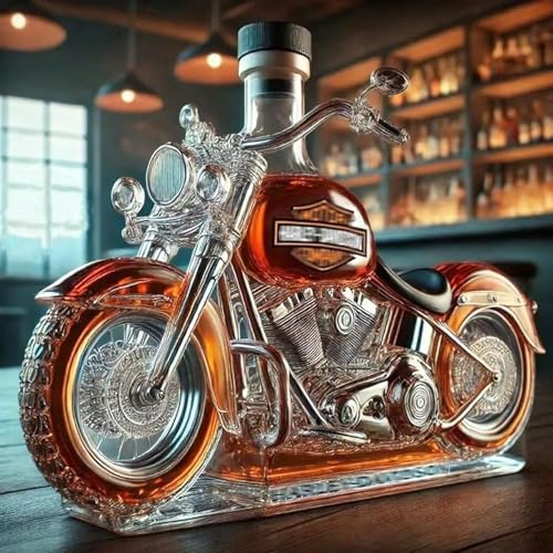 310 ml 3D Whiskey Dekanter-Motorrad – mundgeblasene Kunstglasstatue | Originelle Flasche zur Aufbewahrung von Spirituosen| Einzigartiges Geschenk für Motorradliebhaber und Whisky-Fans(Motorrad)