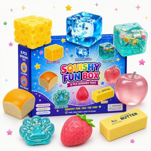 2026 Squishy Fun Box Mystery Set, Blindbox, Kreativ, langsam zurückkehrende Squishies, Fidget-Entlastung, Handentspannung, Schreibtischdekoration, Partygeschenk, Geschenke für Erwachsene (B)
