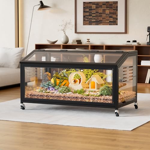 MSFE Hamsterkäfig mit Rädern, Kleintierlebensräume großer Raum,Sichtbare Kleintierstall,100x51x50cm,Atmungsaktiv Rattenkäfig, Kleintierkäfig für Rennmäuse, syrische oder andere kleine Haustiere