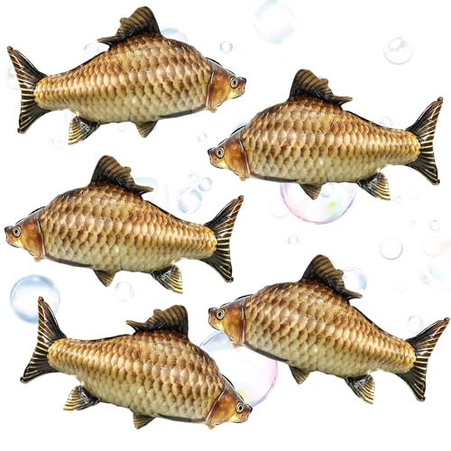 5 Stück Fisch Folienballon, Realistische Karpfen Luftballon, Fisch Deko
