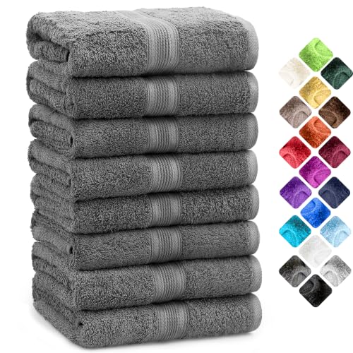 NatureMark 8 Handtücher Set - 100% Baumwolle - Saugfähige und langlebige Handtücher, Größe 50×100 cm, Anthrazit Grau