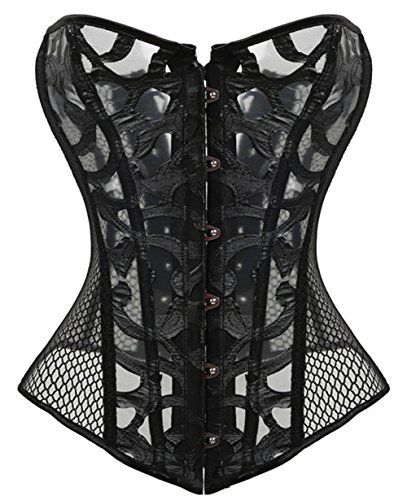 KUOSE Damen Weiß Body Shaper Vollbrust Corsage Top bergrößen, 36-38 EU, Schwarz