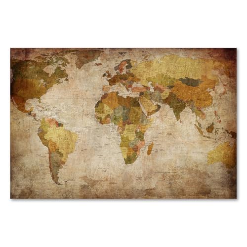 Postereck - 0459 - Hochwertiges Weltkarten Poster Vintage | Weltkarte Wand mit Hauptstädten der Länder | Unterricht Klassenzimmer Schule World Map Wall | Landkarte Welt XXL | Poster - 3:2-30,0 cm x 20,0 cm