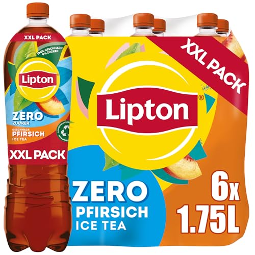 LIPTON ICE TEA Zero Peach – Zuckerfreier Eistee mit Pfirsich Geschmack, EINWEG (6 x 1.75 l)