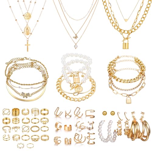JSTHHTT Schmuck Gold, Schmucksets für Damen, Schmuckset Gold, Schmuck Set Damen, Modeschmuck Schmuckset, Schmuck Set für Geschenke Geburtstags Valentinstag
