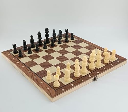 Schachspiel aus Holz, Faltbares 3-in-1-Brett, Schachspiel, Tragbares Brettspiel, Reiseschach, Anfänger-Partyspiel für Kinder und Erwachsene, 29x29 cm