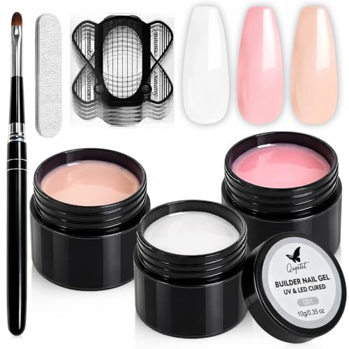 Builder Gel Nägel Set 3 Farben, Aufbaugel für Extensions & Nageldesign