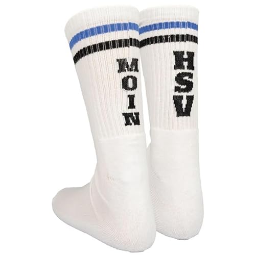 Hamburger SV HSV Sportsocken Socken Strümpfe 2er-Set ** Moin ** (DE/NL/SE/PL, Numerisch, 43, 46, Regular, Regular, Weiss)