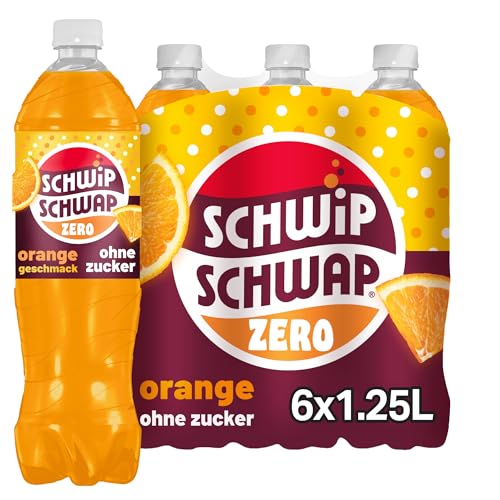 Schwip Schwap Zero Orange Geschmack, Erfrischungsgetränk mit Orangengeschmack in Flaschen, EINWEG (6 x 1.25 l)
