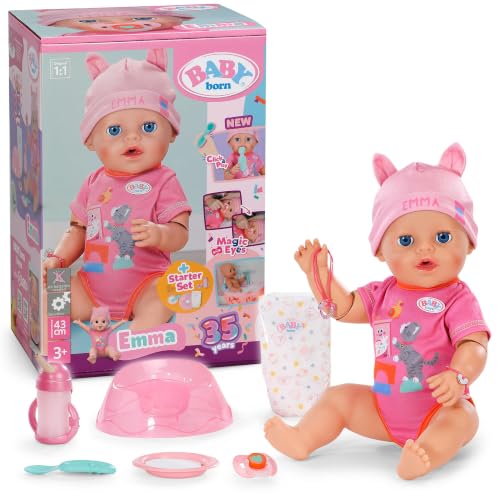 BABY Born Emma 43 cm Babypuppe mit Click & Play, 10 Funktionen