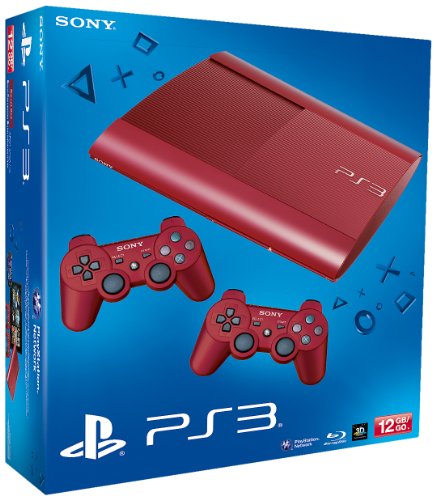 PS3 - Konsole Slim 12GB Garnet Red (SuperSlim) inkl. 2 Dualshock-Controller Red