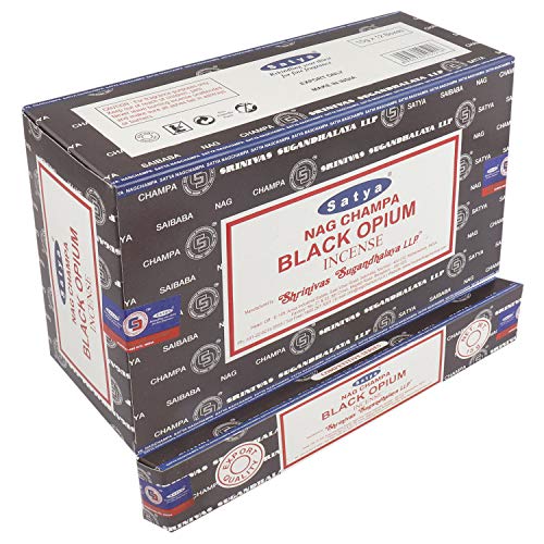 Satya Räucherstäbchen Sparset. 12 Packungen a 15g Ca 180 Sticks Black OPium