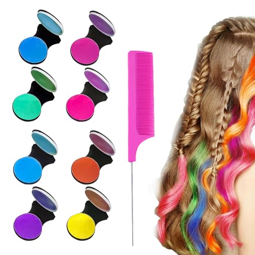 8 Stück Haarkreide für Kinder Auswaschbar, Sicher und Sanft für Frauen, Hochzeiten, Make-Up, Karneval - Temporäres Haarfärben in 8 Farben