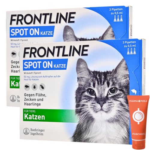 Frontline Spot on für Katzen - Schutz vor Parasiten wie Zecken, Flöhe, Haarlinge I einfach und verträglich I zuverlässig I im Sparset mit Pharma Perle give-Away (Frontline für Katzen 2 x 3 St.)