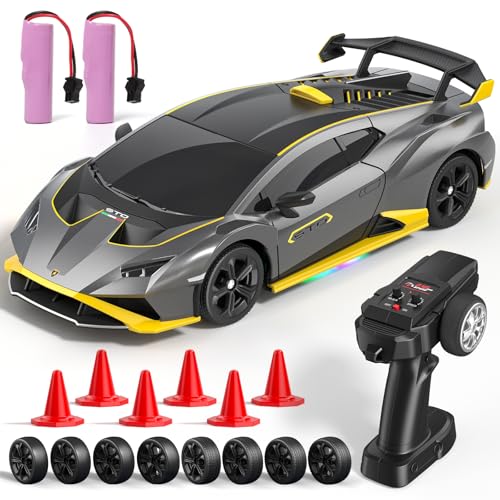 Lamborghini RC Drift Auto, 1:24 Mini 4WD Ferngesteuertes Drift Auto mit Vollproportionale Drosselklappe Und LED Leuchten, 25KM/H RC Rennen, Spielzeug Geschenke für Jungen ab 6 7 8 9 10 11 12 Jahren