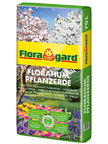 Floragard Florahum Pflanzerde 70 L Universalerde für Blumenbeete, Stauden, Sträucher, Gehölze und andere Gartenpflanzen mit Tongranulat und dem Naturdünger Guano Erdfarben 76.0 x 37.0 x 14.0 cm