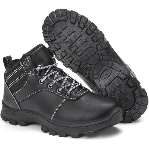 ricema Winterschuhe Herren Damen Winterstiefel Warm Gefüttert Schneestiefel Leicht Wasserdicht Wanderschuhe Trekkingschuhe Rutschfest Stiefel Unisex Boots,Schwarz 43 EU
