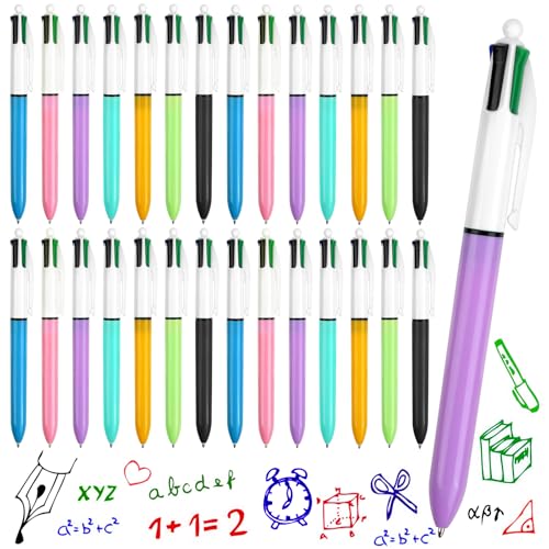 Chostky 28Pcs Multicolor Stifte, 4-in-1 einziehbare Kugelschreiber Barrel Ball Point Pen 4 Farben 0,5mm Tinte Stifte f¨¹r B¨¹ro Schule Zubeh?r