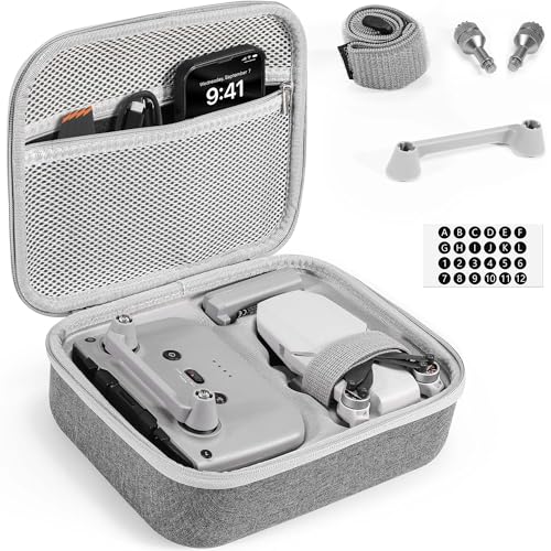 FPVtosky Mini 4K Tasche Kompakter Koffer für DJI Mini 2 SE/4K Drohne Zubehör Tragetasche Mit Steuerknüppel, Propellerhalter und Schutz, Grau