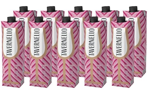 Tavernello Vino d'Italia Rosato, Alkoholgehalt 11% Vol leicht und fruchtig, Wein Cuvée in recycelbarem 1 Liter Tetra Pak, Rose Wein trocken in Mehrwegverpackung 10 x 1