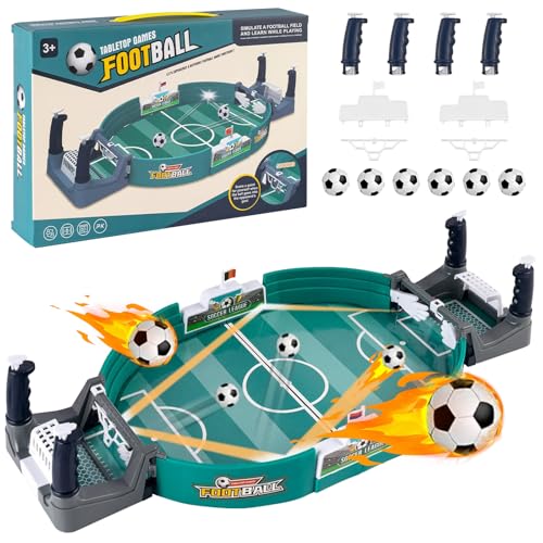 Mini Tischkicker Kinder, Tischfussball Spiel mit 6 Fußbälle, Interaktives Tischfußballspiel, Tischfußball Kickertisch für Erwachsene Familien-Brettspiel & Partyspaß Fussball Geschenke Jungen