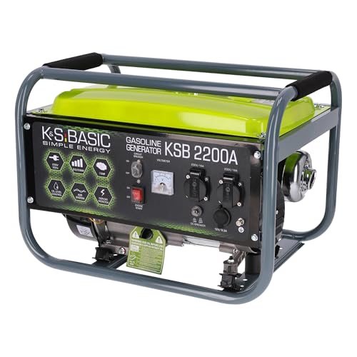 KS BASIC 2200А Stromerzeuger, 5,5 PS 4-Takt Benzinmotor, Aluminium Alternator, Automatischer Spannungsregler (AVR), 2200 Watt, 16A, 230V Generator, für den Heim- und Freizeitbedarf