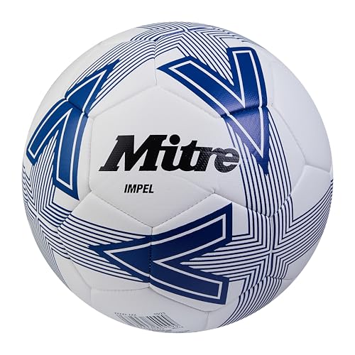 Mitre Impel L30P Fußball | Extrem trsapazierfähig | formbeständig Fußball, Weiß/Blau, 5