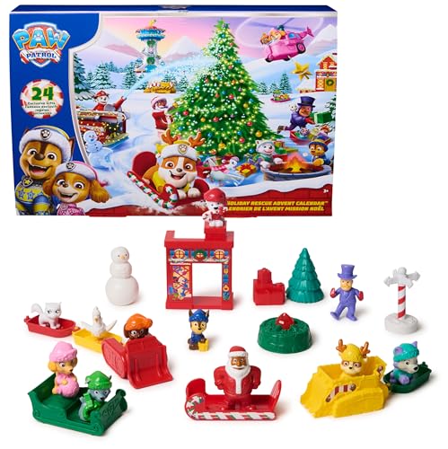 PAW Patrol Adventskalender 2025 zum Weihnachts-Episodenspecial – 24 Spielzeug-Überraschungen mit 7 Fahrzeugen, 11 Figuren und Zubehör, Spielzeug für Kinder ab 3 Jahren