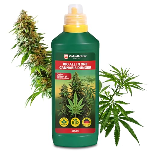 Veddelholzer Premium 500 ml All in One Bio Cannabis Dünger für Wachstum & Blüte. Organischer Hanf Dünger für alle Cannabiskulturen und Substrate für Indoor & Outdoor inklusive Dosierkappe