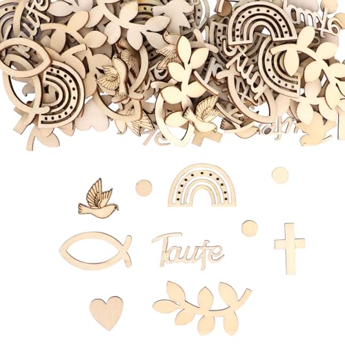 Taufe Deko - Elegante Deko Taufe aus Holz, Perfekt für Deko Taufe Mädchen und Deko Taufe Junge, Geeignet für Kommunion, Firmung und Babyshower mit Fisch-Motiven