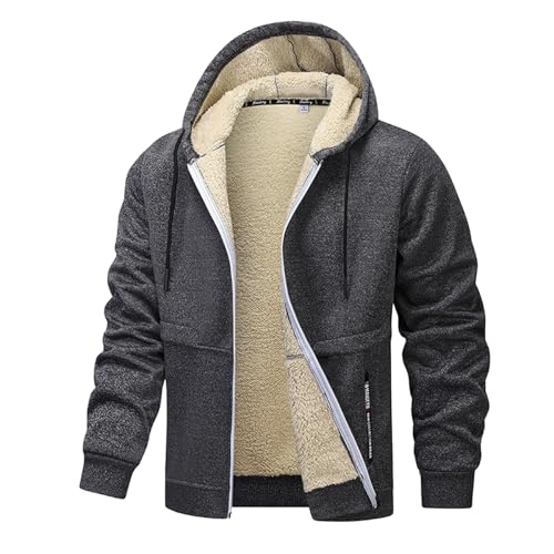 Fleecejacke Herren Übergangsjacke Gefütterte Herbst/Winterjacke Mit Kapuze