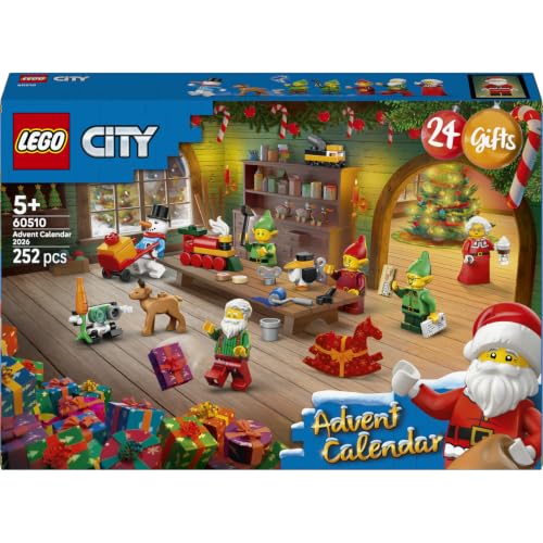 LEGO City Adventskalender 2026 | 60510 | Spielzeug ab 5 Jahren für Jungen, 7 Minifiguren, Spielmatte, 24 Überraschungen, Auto, Flugzeug, Weihnachten, 252 Teile