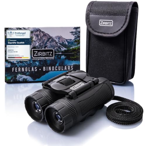 ZIRBITZ® HD Fernglas 8x25 kompakt & leicht - Leistungsstarkes Allround Taschenfernglas für Wandern, Reise & Vogelbeobachtung - Ferngläser klein für Erwachsene & Kinder