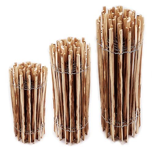 Aquagart Staketenzaun verschiedene Höhen (Haselnuss 5m x 60cm) Lattenabstand 4-6cm Gartenzaun Kastanienzaun aus Haselnuss Langlebiger Holzzaun Holz Zaun mit doppelter Drahtumspannung Rollzaun