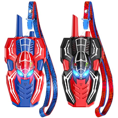 Spider Walkie Talkie Kinder mit Eye Lichter 2er Set - Spielzeug ab 3 4 5 6 7 8 9 10 Jahre Junge Mädchen, Funkgerät Spielsachen für Freien Camping Wandern, Kinder Weihnachten Geburtstags Geschenke