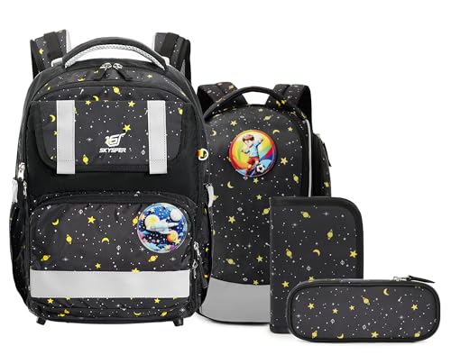 SKYSPER Schulranzen-Set 5-teilig, Schulrucksack Ergonomischer Tragesystem 16L Schulranzen mit 360° Reflektorstreifen für Mädchen Gungen Kinder 1. klasse für Reisen Sport