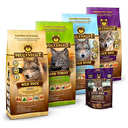 Wolfsblut - Mixpaket Trockenfutter groß - 4 x 2 kg & 225 g Cracker - Getreidefreies Hundefutter