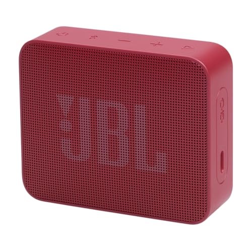 JBL GO Essential 2, tragbarer Bluetooth-Lautsprecher mit Original Pro Sound, bis zu 5 Stunden Akkulaufzeit, mit IP67 wasserdichtem Design, Rot