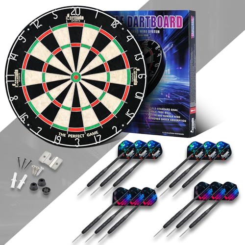 Klassische Dartboards Professional Bristle Dartscheibe with 12 Darts (Contains 12 Darts, Standard)