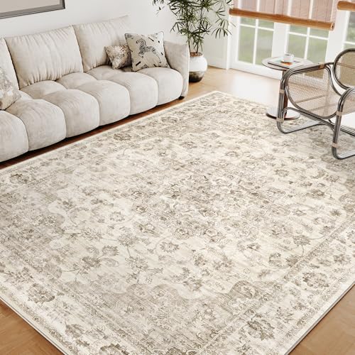 HUGEAR Vintage Teppich Wohnzimmer 160x230cm Beige Waschbar