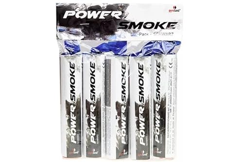 Pyroland Rauchbombe Power Smoke, 5er-Pack Schwarz, Rauchgranate/Rauchfackel für Outdoor-Fotos, Hochzeit, WM-Feiern & Paintball, ca. 60 s Brenndauer, CE-Kennzeichnung,