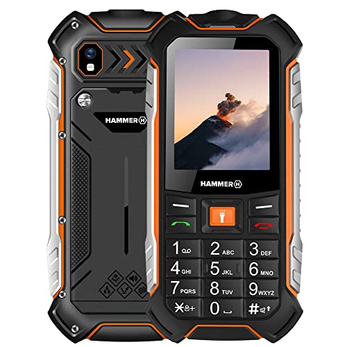 Hammer H Boost LTE Handy ohne Vertrag, 2.4 Zoll Farbdisplay, Robust, Mega Batterie 3500 mAh, (IP68), Stoßfest, Baustellen Tasten, Taschenlampe, Dual SIM, Tastenhandy - Schwarz, Schwartz