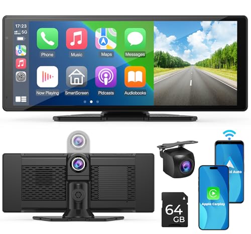 Drahtloses A-pple Carplay und Android Auto 10,26-Zoll-Touchscreen-Autoradio:1080p-Rückfahrkamera, Mirror Link, Siri, FM, Bluetooth – tragbare Drive Mate-Navigation