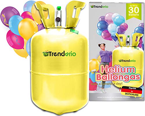 Trendario Helium Balloon Gas, Helium Gasflasche für bis zu 30 Ballons, Ballongas Helliumgasflasche klein to go
