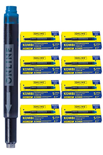 ONLINE 40x kompatible LAMY Patronen blau, auch für Pelikan, Stabilo etc, Universal Tintenpatronen, Füller Patronen, löschbar, für Füllhalter & Tintenroller, Vorteilspack königsblau