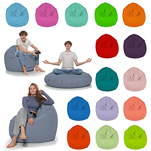 HomeIdeal - Sitzsack 2-in-1 Funktionen Bodenkissen für Erwachsene & Kinder - Gaming oder Entspannen - Indoor & Outdoor da er Wasserfest ist - mit EPS Perlen (Anthrazit, 125 cm Durchmesser)