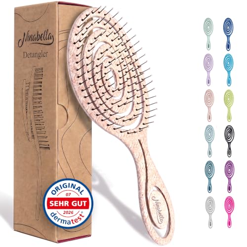 Ninabella Haarbürste ohne Ziepen - Detangler Bürste, Entwirrbürste & Lockenbürste für feines und langes Haar - Haarbürste Damen Herren Kinder - für nasse und trockene Haare - Beige
