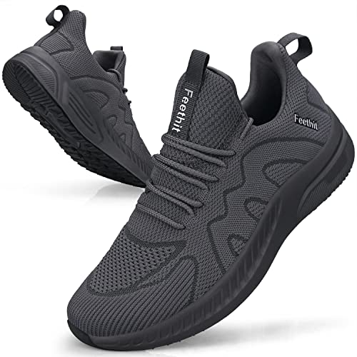 Feethit Sneaker Herren Schuhe Sportschuhe Laufschuhe Turnschuhe Herren Tennis Fitness Jogging Walkingschuhe Leichtgewichts Atmungsaktiv Freizeit Straßenlaufschuhe Schlüpfen Schuhe Dunkel Grau 45 EU