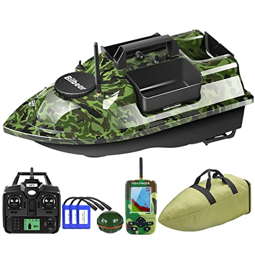gps Köderboot Futterboot mit Echolot und Angelköder, Fischfind Boot Fischfinder mit Sonarsensor, Ersatzbatterien, Handtasche (Camo Boot)